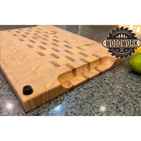 Handcrafted Cedar & Pine Wooden End Grain Cutting Board  Premium Solid Wood - Picture 8 of 12